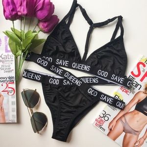 Thick strappy god save queens black panty bikini
